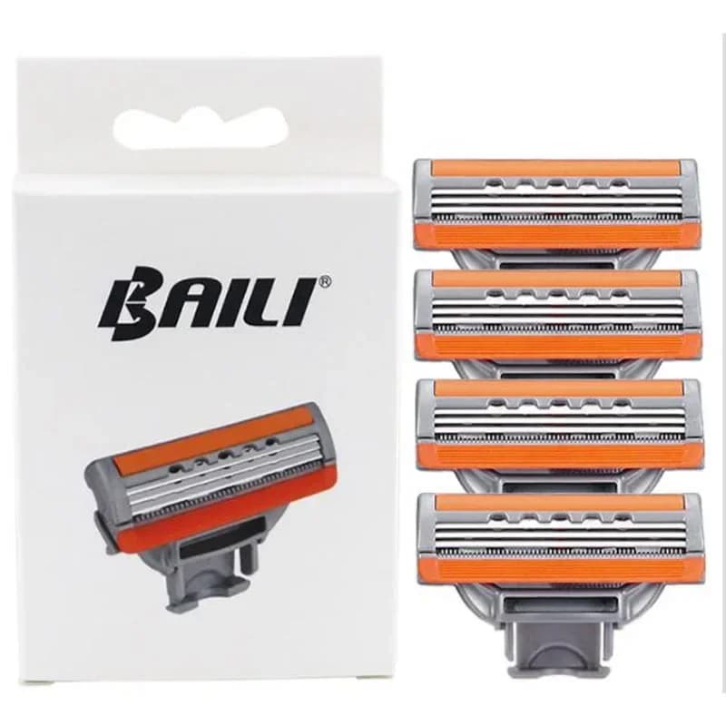 4 Pz/pacco BAILI Sostituzione di Sicurezza 3 Strati Lame Testa a Cassetta per BAIELI RUNWAY Rasoio Barba Rasoio Manuale Rasatura Corpo Trimmer