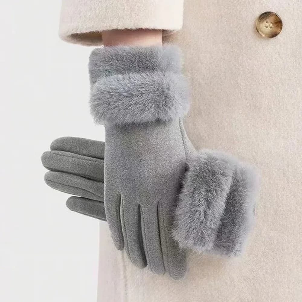 Guanti in pelle scamosciata tinta unita moda Touch Screen Guanti da ciclismo antivento Guanti invernali da donna morbidi e spessi Autunno/Inverno