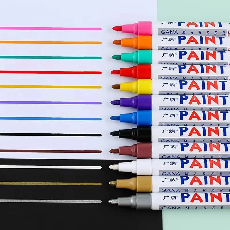 6 Pcs Colorful Permanent Paint Marker Pens Waterproof White Markers for Tire Tread Rubber Fabric Wet Look Paint Metal