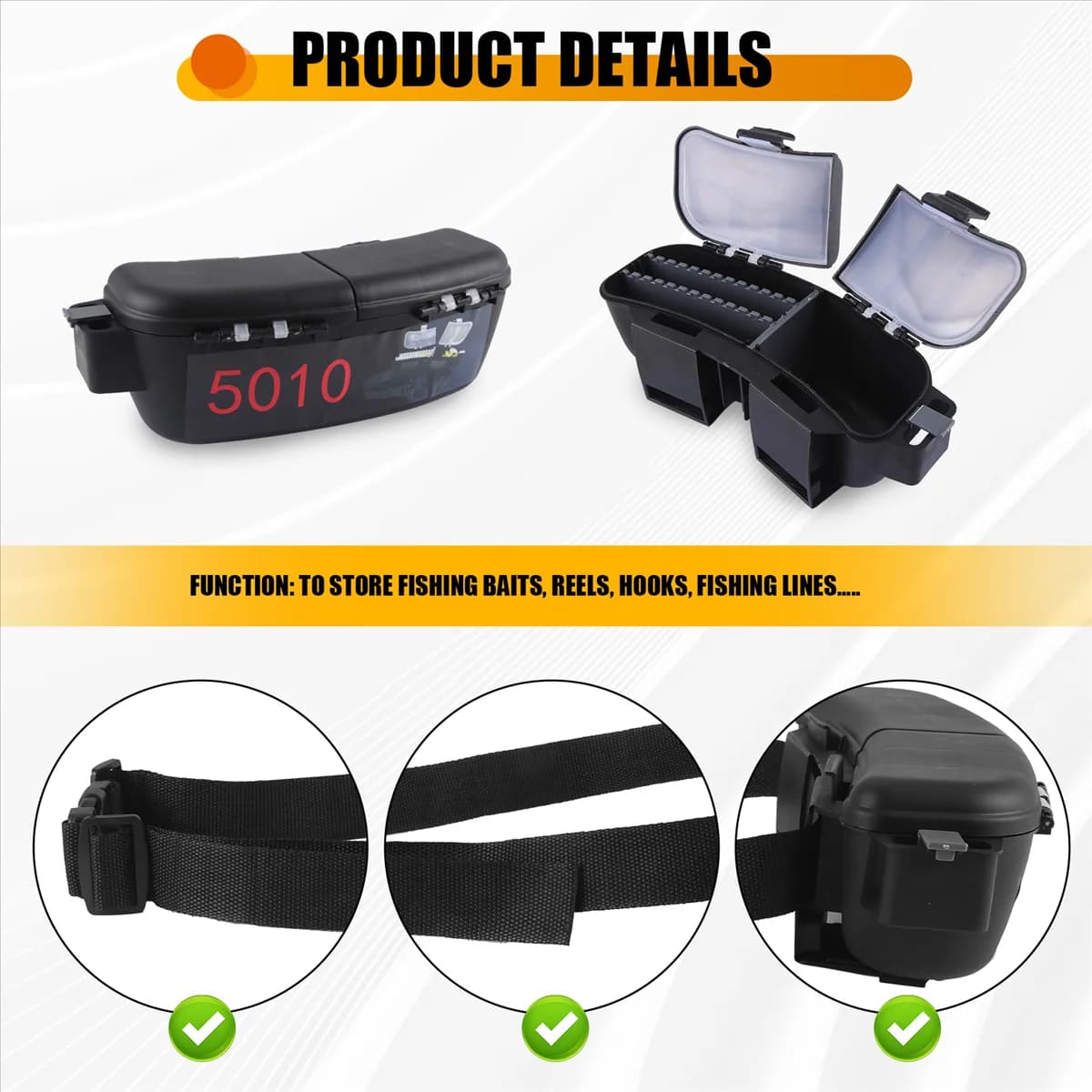 ABJQ Multifunctional Fishing Box Portable Fishing Box for Fishing Helmets Storage Box Belt Storage Box