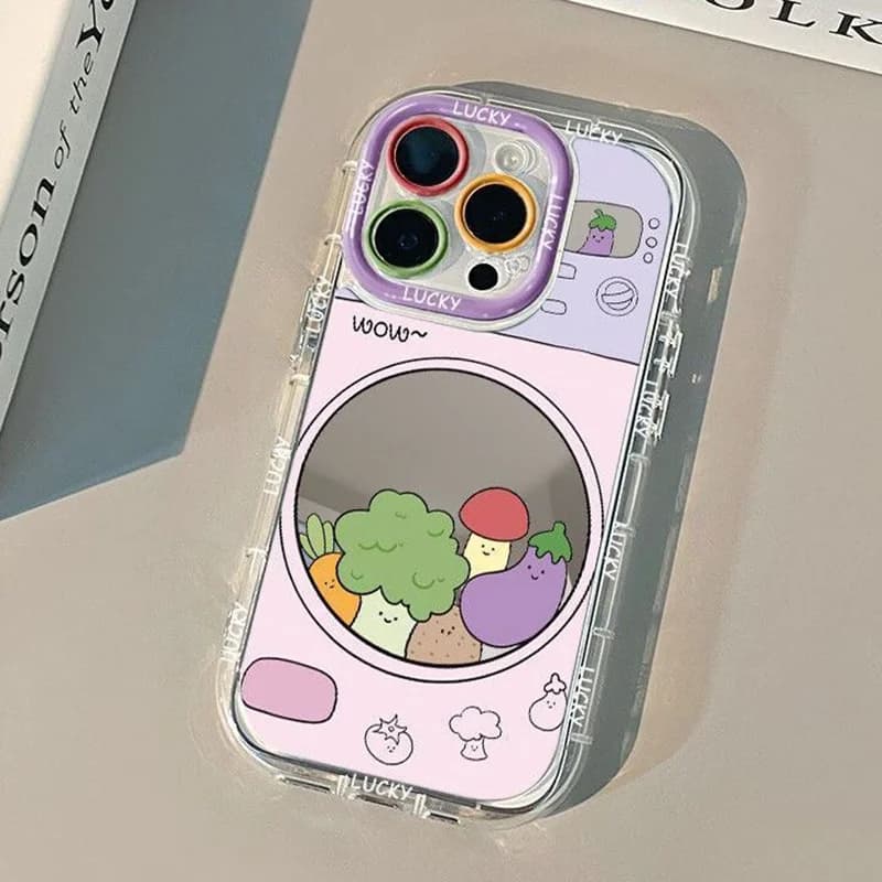 Deliziosa e Carina Cover a Specchio con Motivo Vegetale per iPhone 17 AIR 16 15 14 13 12 11 PRO MAX PLUS Anti-Caduta e Anti-Polvere