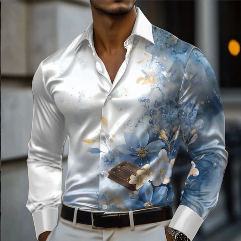 Camicia a maniche lunghe da uomo Camicia con bottoni Camicia casual primavera estate Top alla moda a maniche lunghe con stampa di ancoraggio in barca 3D