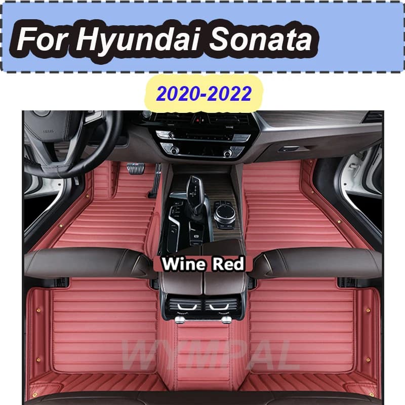 LUXURY Car Floor Mats For Hyundai Sonata DN8 MK8 2020 2021 2022 Auto Interior Parts Mat Leather Rug Set Carpet Car accessories