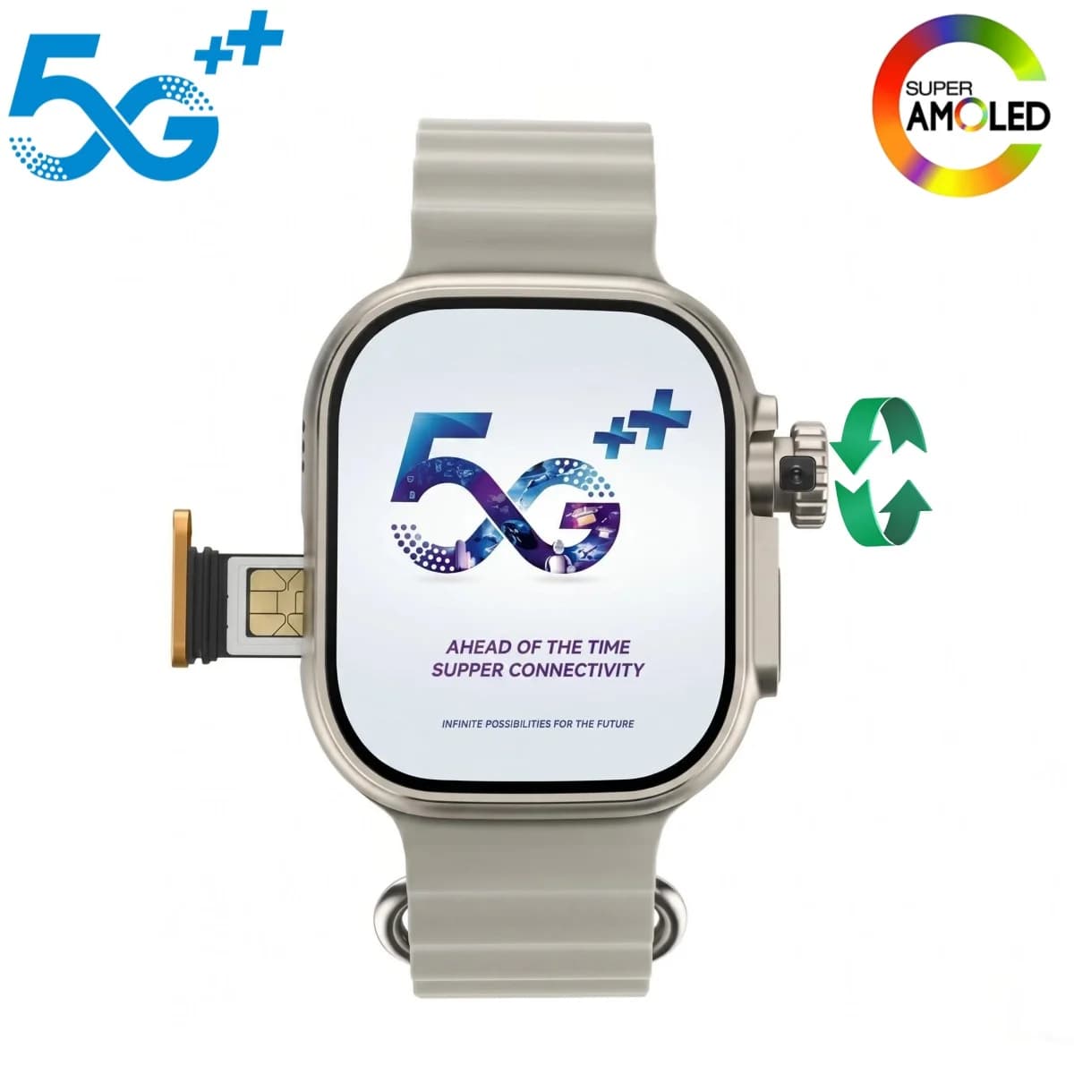 Smartwatch Ultra Ai4 Original 5G Full Netcom with 180 Functions ° Rotating Camera with SIM Card Slot, Free App, GPS and WIFI