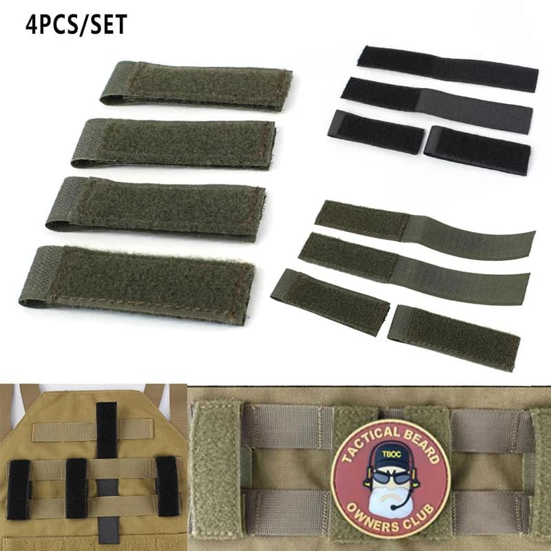 4 PZ/SET Attaccare Tattico Molle Striscia ID Patch con Gancio e Anello di Fissaggio Fibbia Gancio Molle Zaino Gilet Nastro Toppe E Stemmi