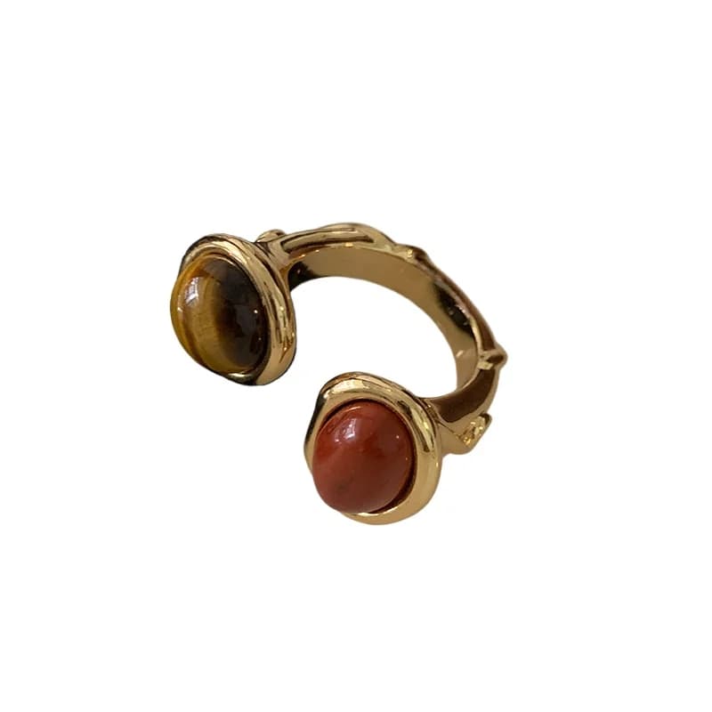 Anello in pietra naturale colorata Anello per dito indice aperto da donna Nuovo anello in agata cinese di lusso leggero