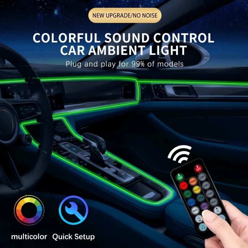 Lampada decorativa a LED per interni auto Striscia al neon USB per chiave di luce ambientale flessibile fai-da-te automatica e diodo atmosferico con telecomando APP