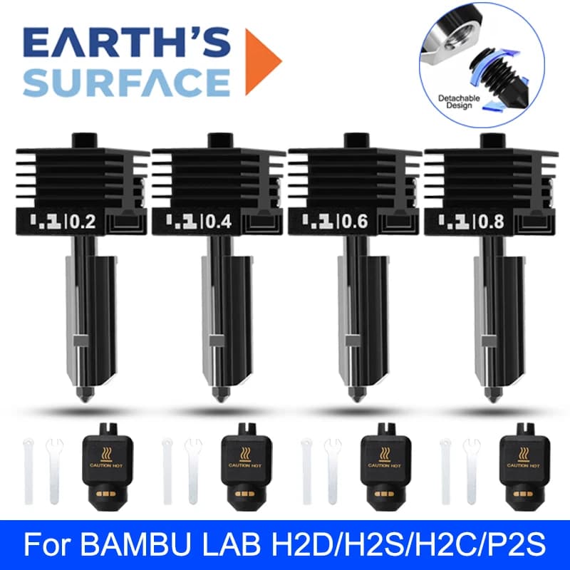Kit di Assemblaggio Hotend P2S con Ugello Sostituibile 0.2 0.4 0.6 0.8mm, Parte Estrusore ad Alta Temperatura per Stampante 3D Bambu Lab H2D H2S