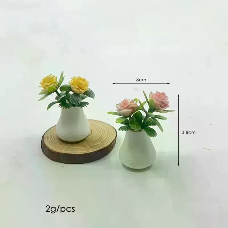 1Pcs Dollhouse Prop Miniature Photography Accessory Mini Rose Plant Potted Flower Model Home Tabletop Decor Craft