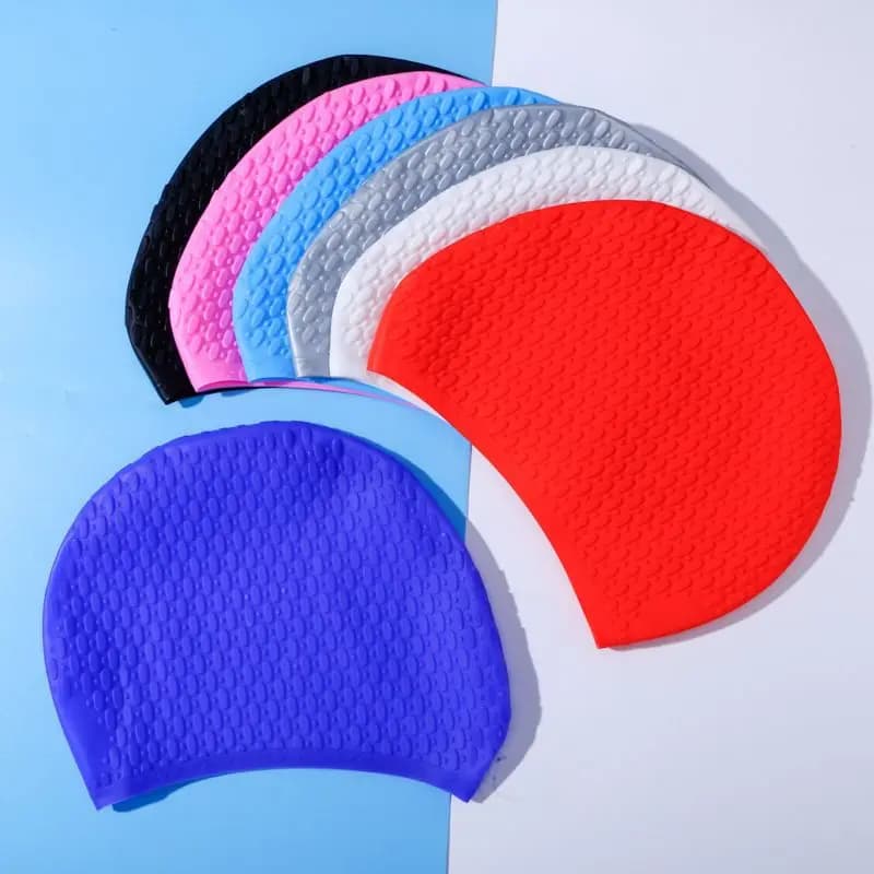 Silicone swim cap for adults, waterproof, ear protector, comfortable, high elasticity, for woman