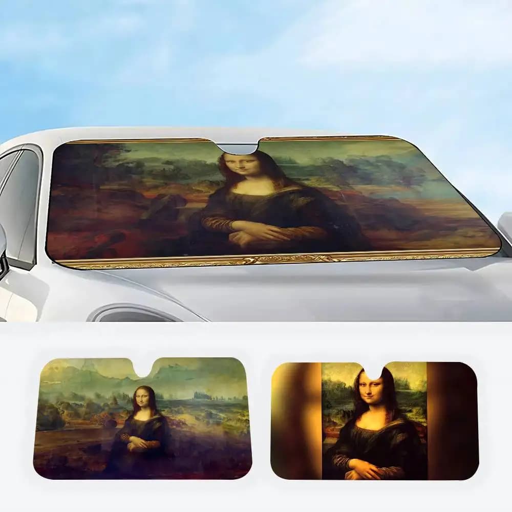 Parasole per Auto con Dipinto della Monna Lisa, Accessori per Protezione del Parabrezza, Decorazione per Finestrini Auto