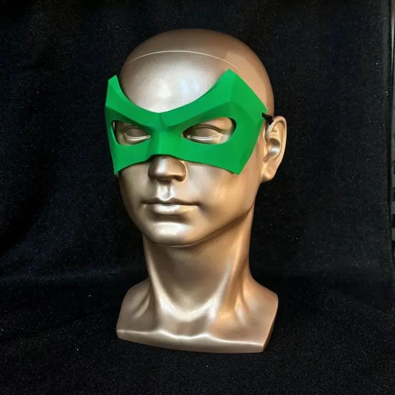 Anime Superhero Green Cosplay Eye Mask PLA Adult Half Face Mask Halloween Carnival Costume Accessories Party Role Play Prop