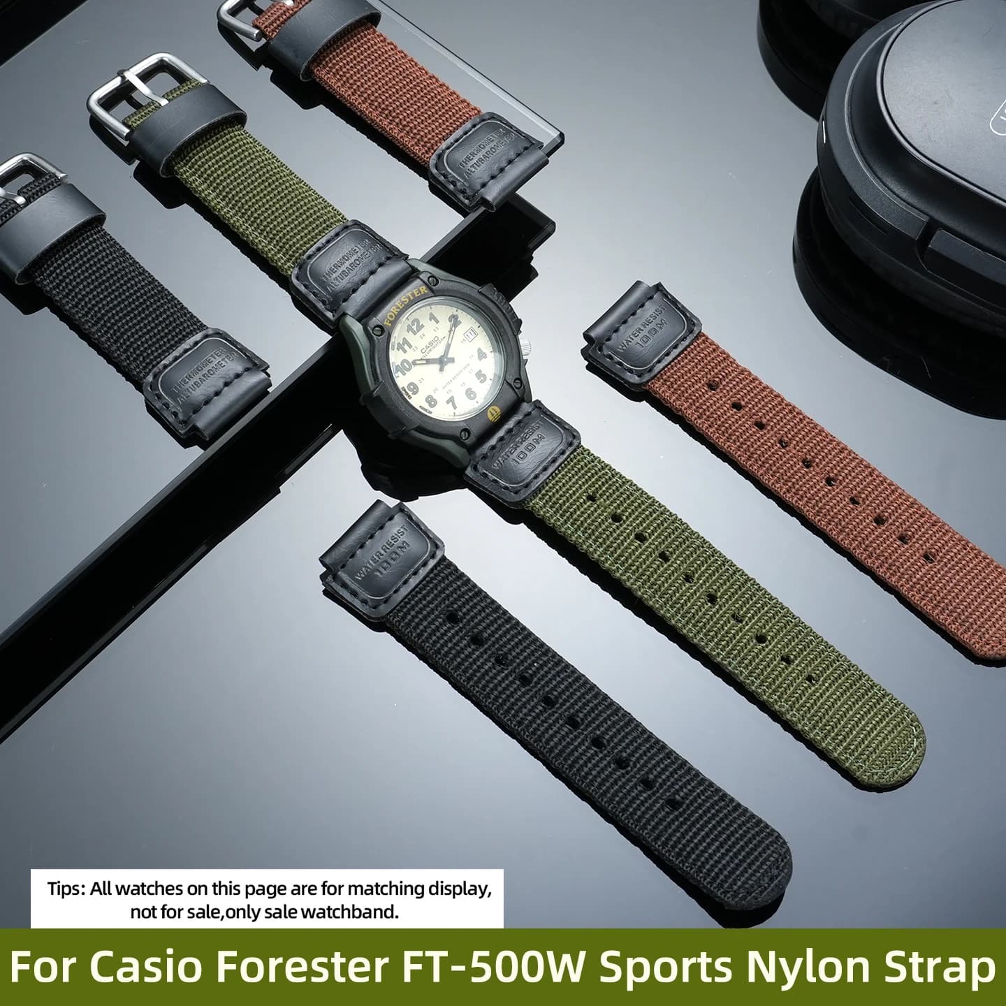 For Casio Forester Series FT-500W AW-80V W-89H Outdoor Sports Nylon Watch Strap FT500W Men Watch Band 19mm Wristband Waterproof