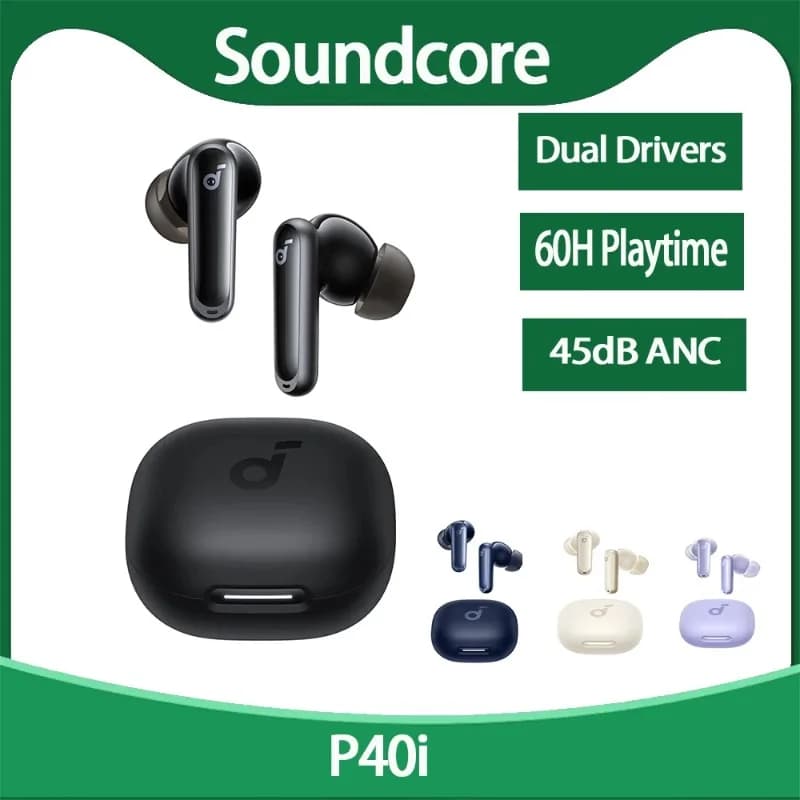 Auricolari Bluetooth Wireless Anker Soundcore Original P40i, IPX5, Ricarica Wireless, Bluetooth 5.3, Cancellazione Attiva del Rumore