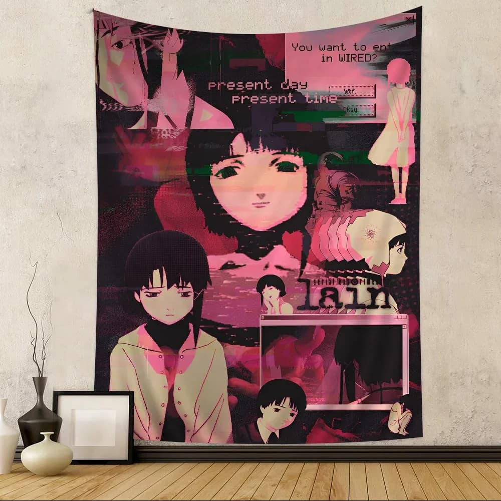 Serial Experiments Lain Cartoon Tapestry Art Science Fiction Room Home Decor Wall Hanging Home Decor