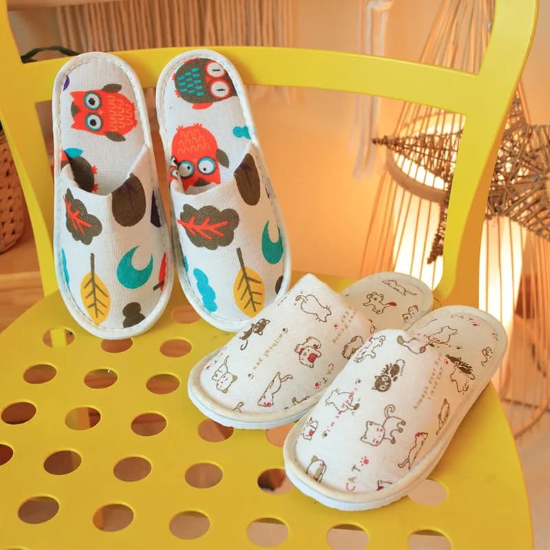 New Children Hotel Travel Disposable Owl Slippers Party Sanitary Home Guest Use Fluffy Closed Toe Boys Girls Disposable Slippers