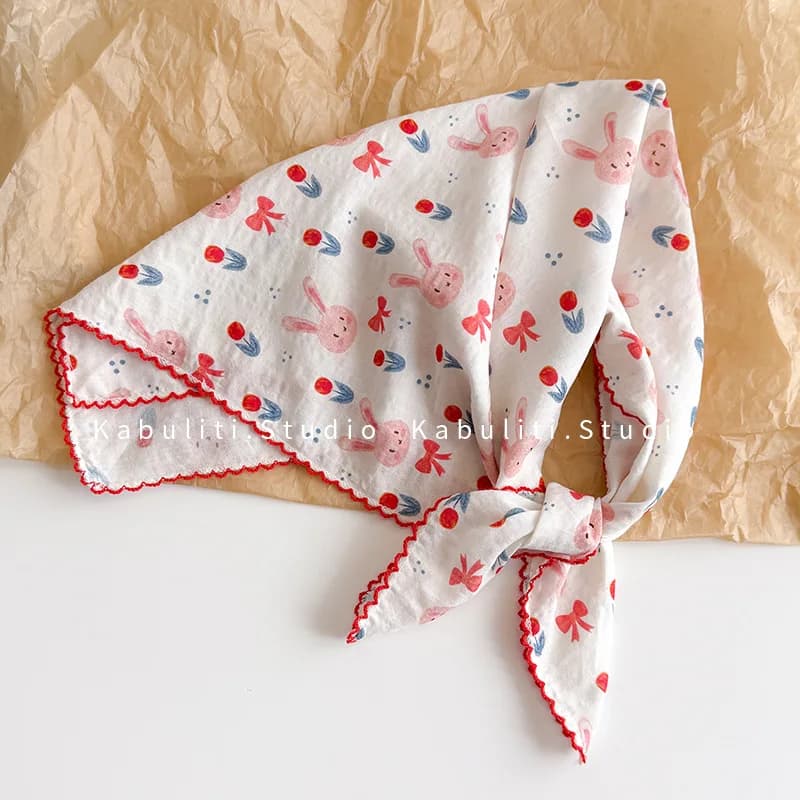 Cotton Linen Square Scarf 58 Cm Floral Print High Quality Soft Lightweight Neck Protection Versatile Daily Use As Hair Band