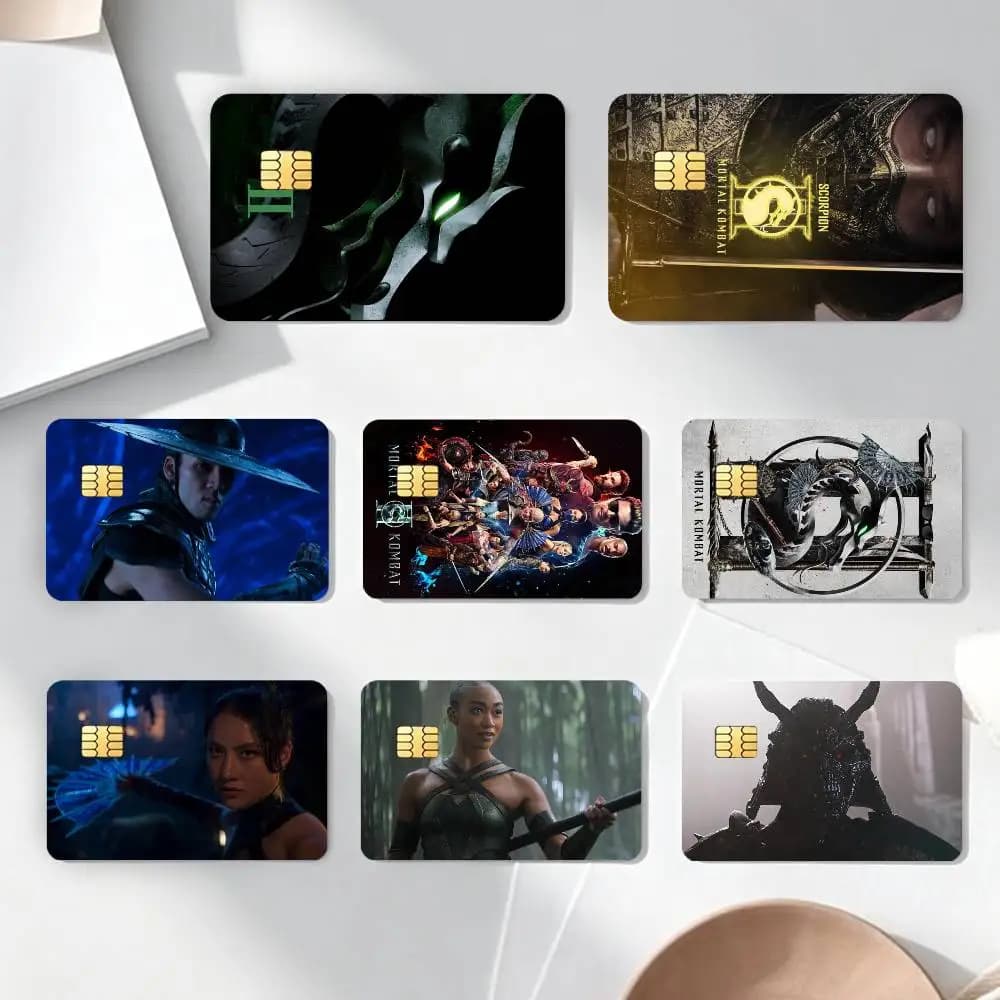 Adesivi HD per Carte di Credito del Film Mortal Kombat II, Decalcomanie per Carte da Gioco, Pellicola Opaca, Adesivo Impermeabile con Chip Piccolo