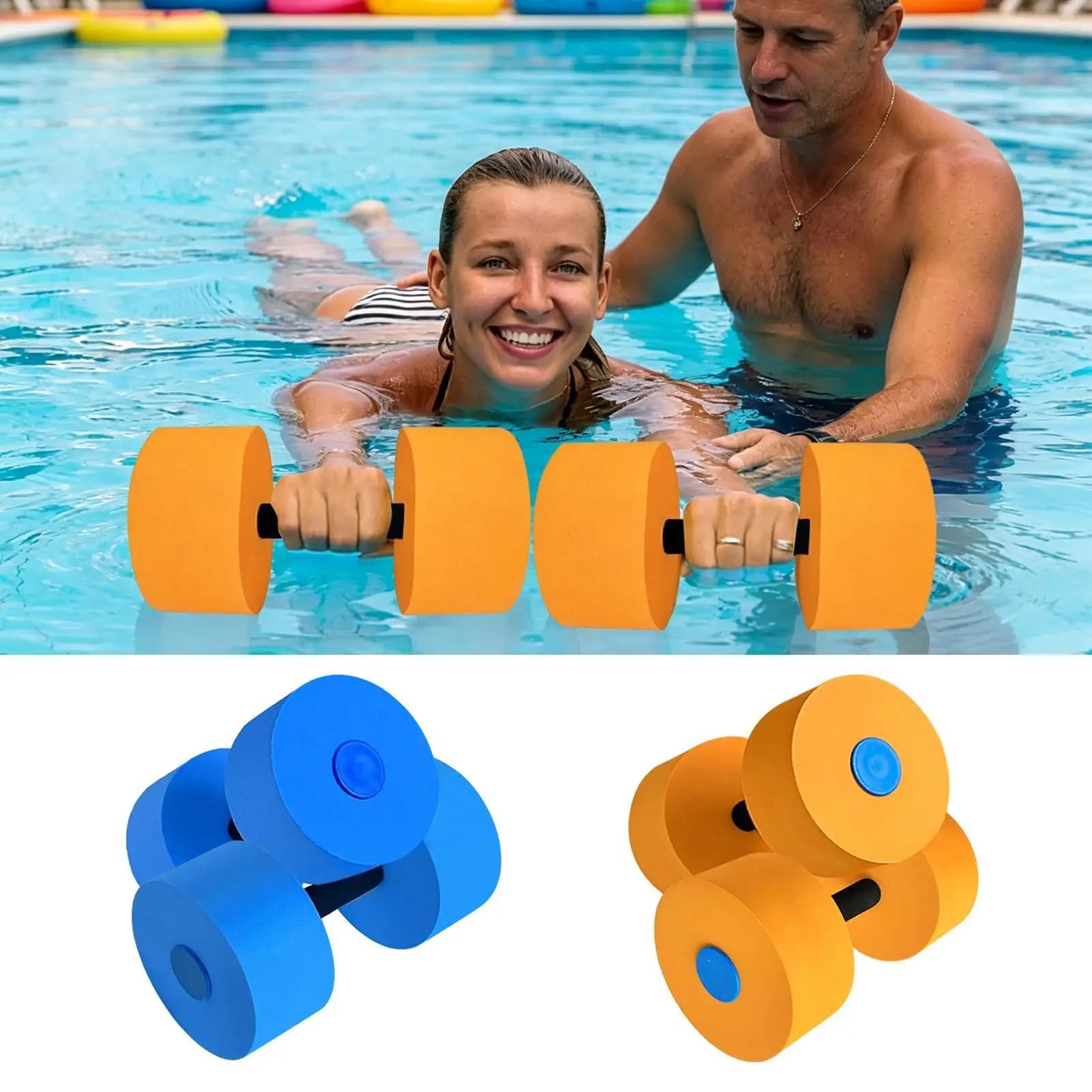 Pool Weights 2 Pieces High-Density EVA Foam Floating Barbells Aquatic Dumbbells For Adults Women Men Swimming Bodybuilding Back