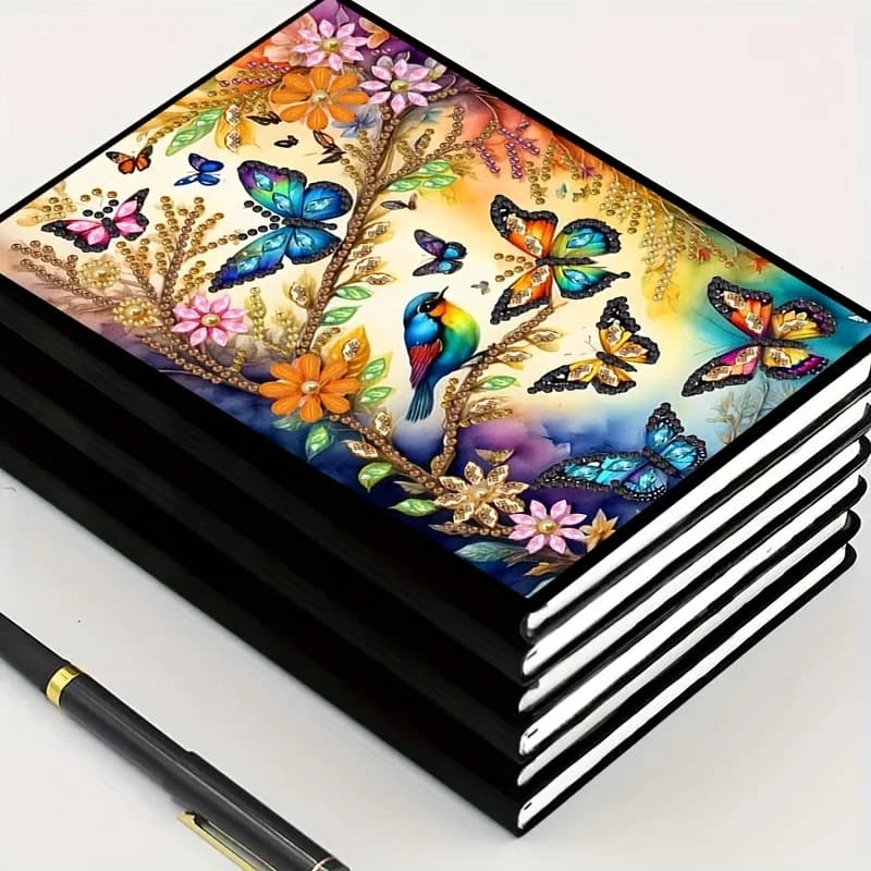 DIY Flower Butterfly Diamond Painting Notebook Special Shaped Diamond Art Mosaic Diary Sketchbook Home Study Christmas DecorGift