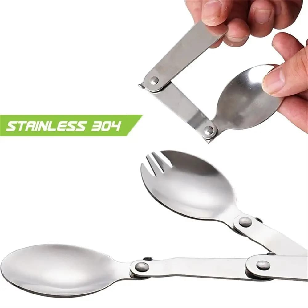 Equipment Outdoor Accessory Storage Box Portable Three-Fold Creative Pocket Spoon Folding Spoon Folding Fork Camping Tableware