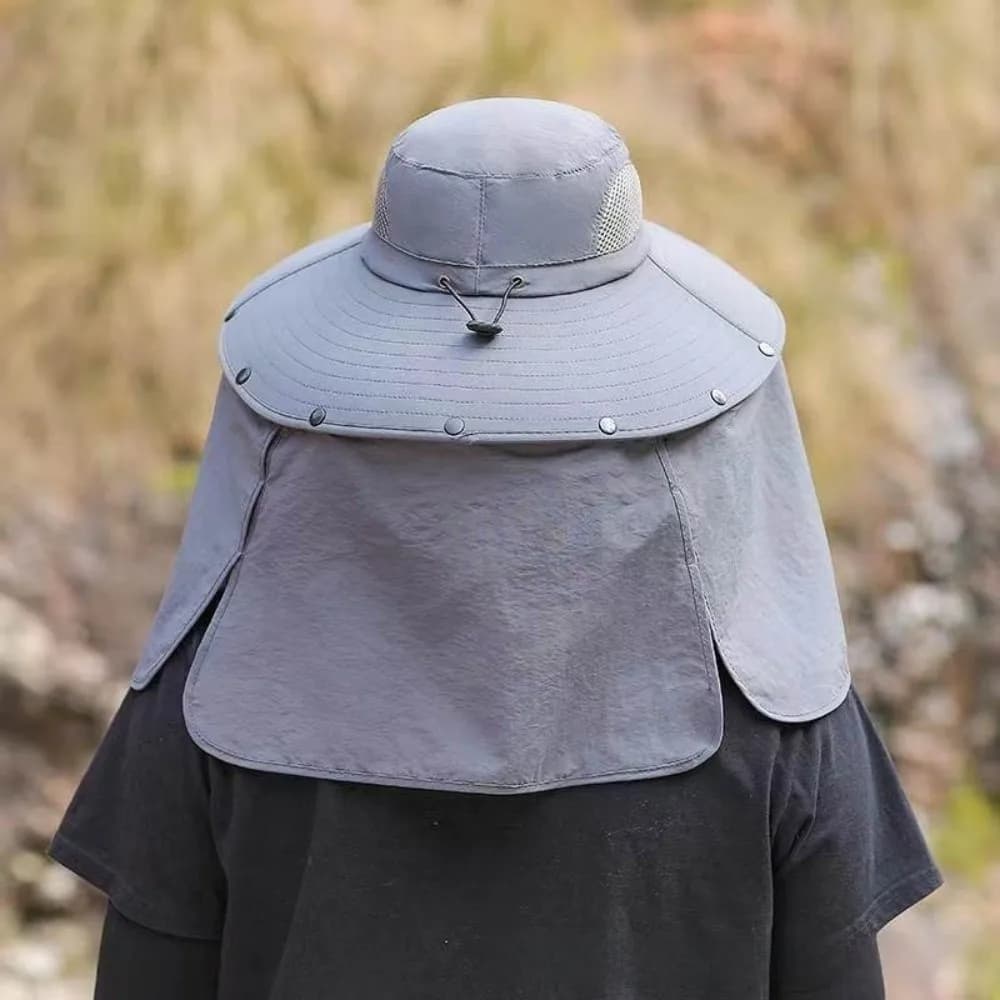 Men's Fabric Removable Sun Hat, Tesa Larga Hat with Neck Guard, Women's Visiera with Cordino, Women's Sun Protective Hat for Women