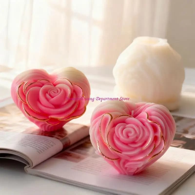 Heart Rose Silicone Molds for Epoxy Resin Handmade Home Decoration Flower Soap Silicone Mould