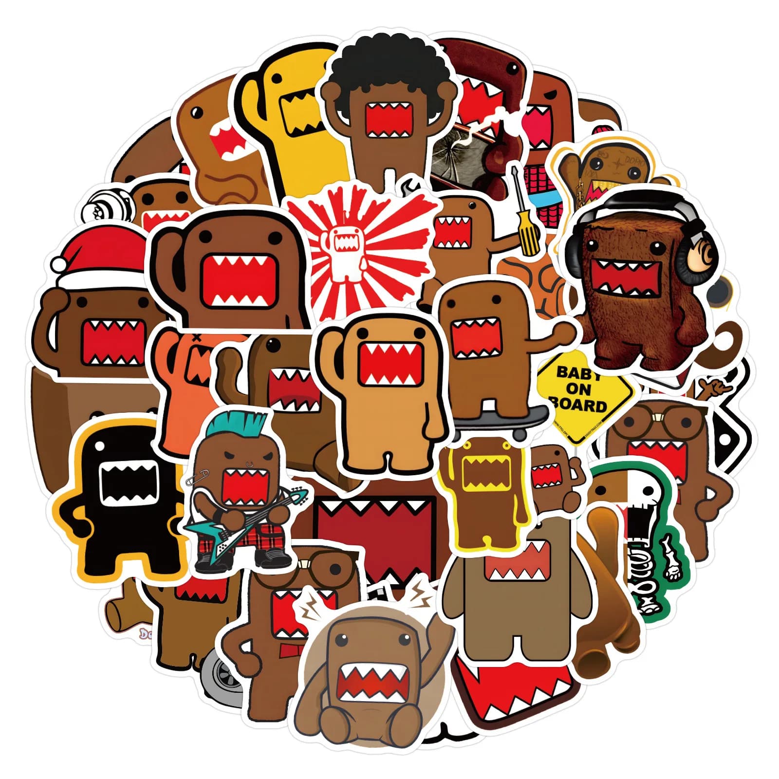 50Pcs Domo Kun Stickers Cartoon Graffiti Stickers Car Laptop Stickers