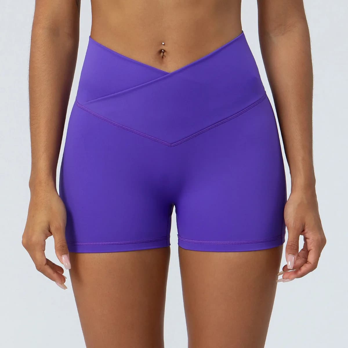 Pantaloncini Sportivi da Donna alla Moda, Aderenti, con Effetto Push-Up, Elastici, a Vita Incrociata, per Yoga, Corsa, Danza, Ciclismo, Pilates, Palestra e Fitness