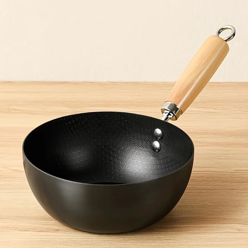 Pentole da lavoro in ferro Robusto piano tradizionale antiaderente a fondo piatto Piccola padella Wok cinese multiuso per cucinare bollenti