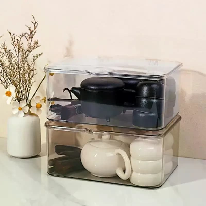 Scatola portaoggetti in plastica trasparente, organizer da scrivania multiuso per casa, ufficio, trucchi, gioielli, bagno
