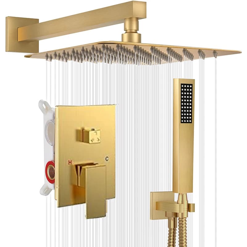 Hot Sale Brass Concealed Wall Mounted Shower System Bthroom Big Rain Shower Set Jet Spray Polished Finish Ceramic for Apartments