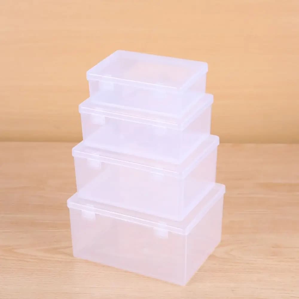 1Pcs Thickened Storage Box Portable Rectangle Plastic Case Transparent Small Medium Large Flip Box
