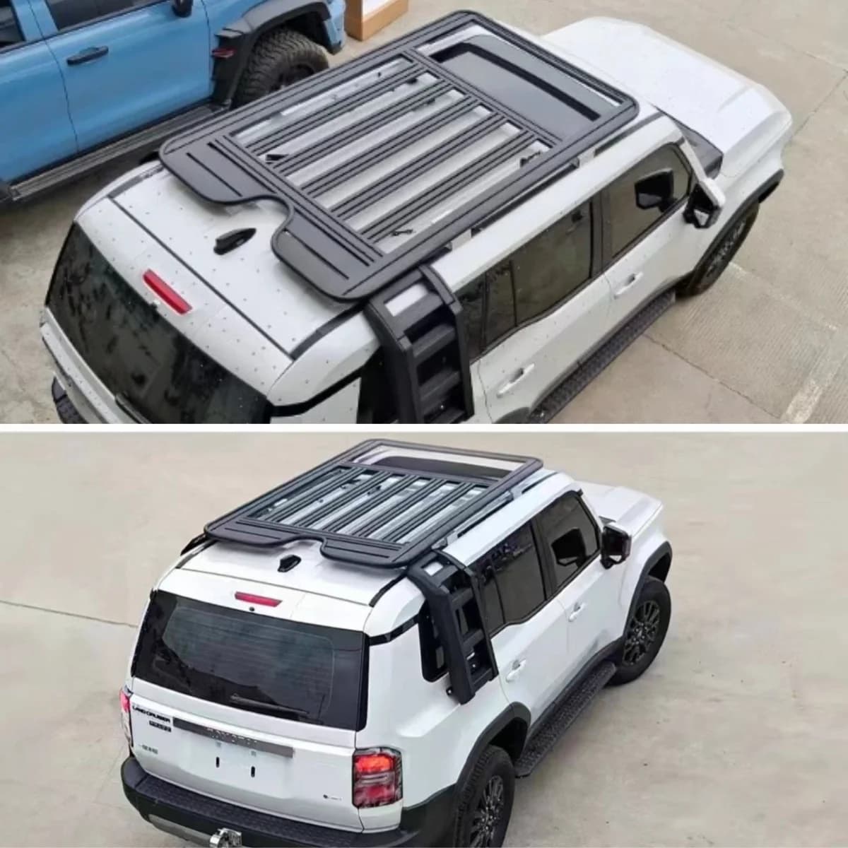 Per Toyota Land Cruiser 250 Prado LC250 Set Completo, Portapacchi in Alluminio con Scala Pieghevole, Pannello MOLLE e Kit Esterno