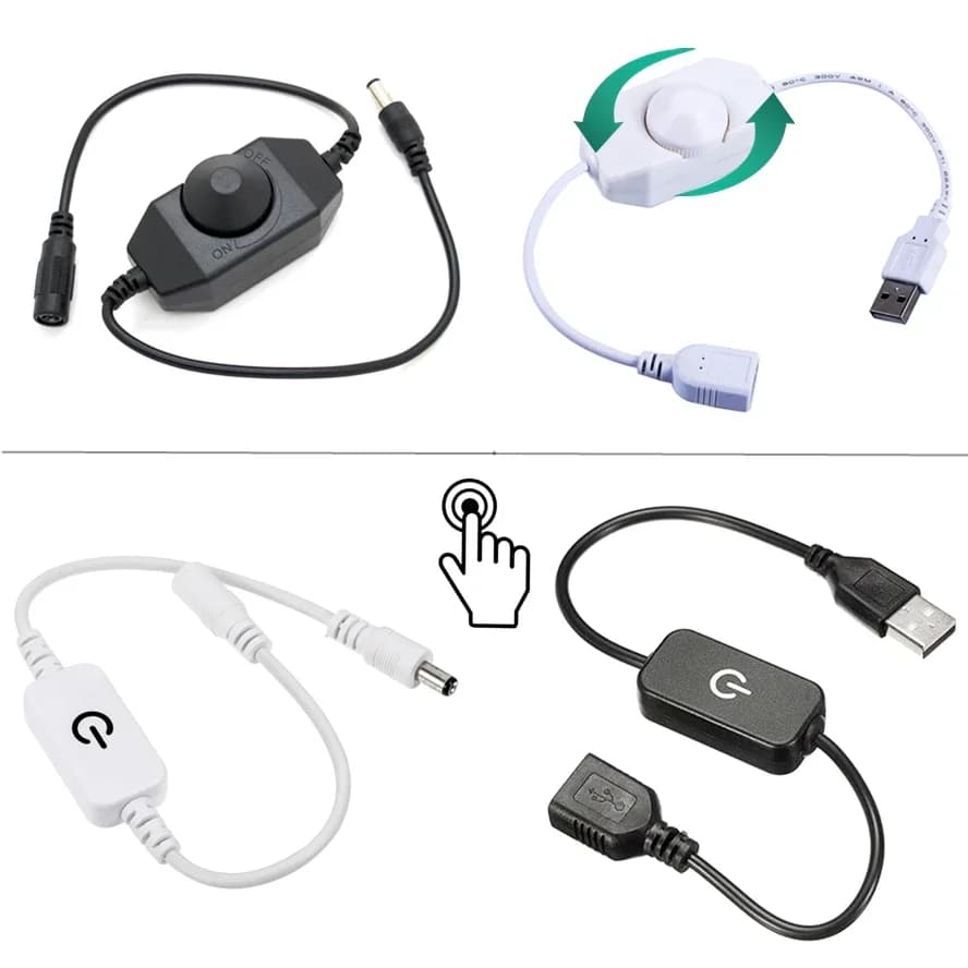Manopola Touch Dimmer Interruttore USB DC Spina Smart Dimmerabile 0 ~ 100% Interruttore DC5V 12V 24V per COB SMD HA CONDOTTO LA Luce di Striscia Lampadina Lampada Da Notte