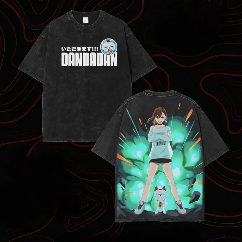 Dandadan Ayase Momo Anime Retro T Shirt Cute Vintage Washed T-shirt Men Women Clothing Casual Oversized 100% Cotton Tees Clothes