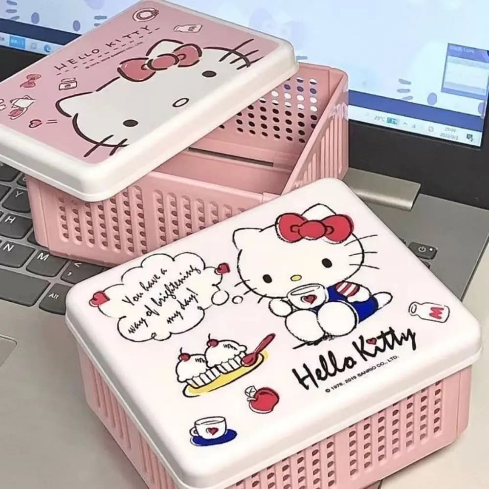 Nuovo Organizer da Scrivania Kawaii HelloKitty, Scatola Portaoggetti Multifunzione Pieghevole, Regalo per Bambini