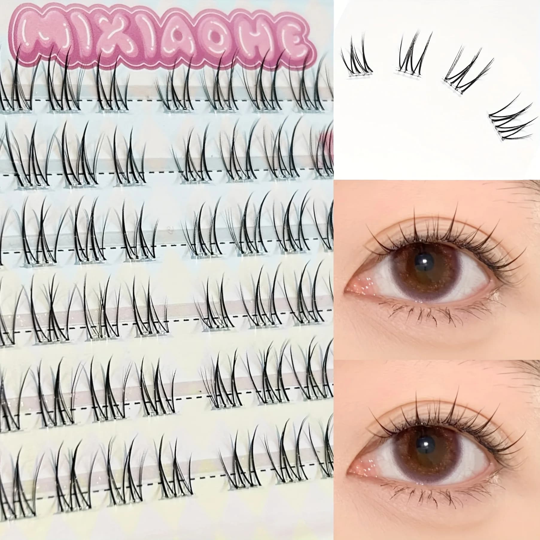 Mixiaohe Fake eyelashes extremely pure without glue 60 bunches C Curl Beginner Make from you Do not remove necessary Self-adhesive Strip fake eyelashes