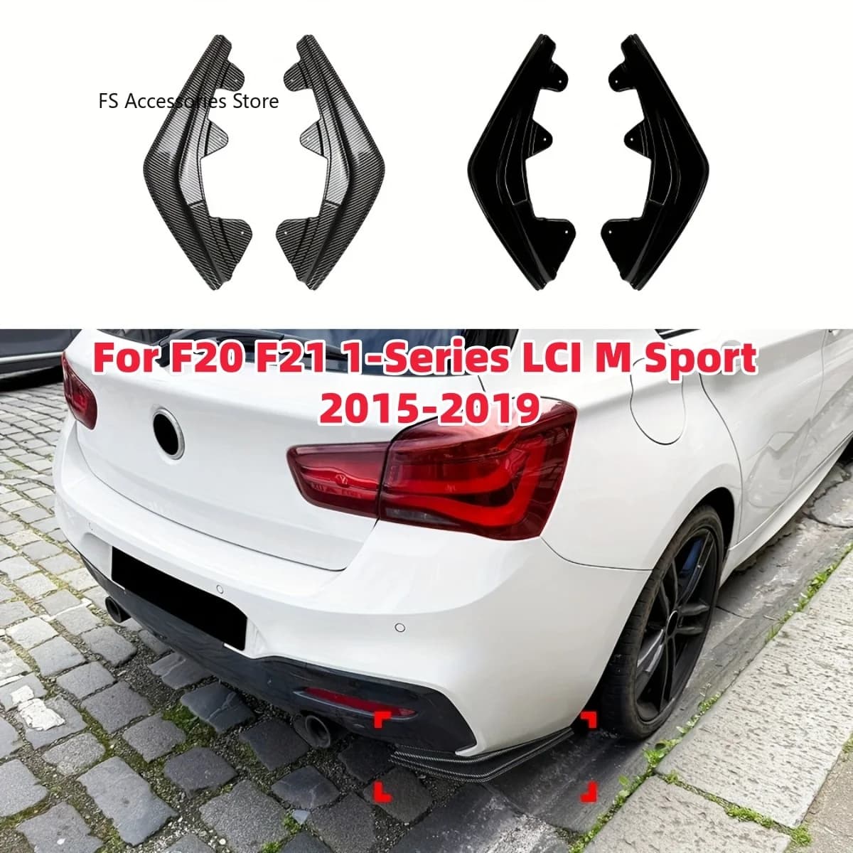 Car Rear Corner Front Bumper Lip Diffuser Sticker Spoiler Modification For BMW F20 F21 1-Series LCI M-Sport 2015-2019
