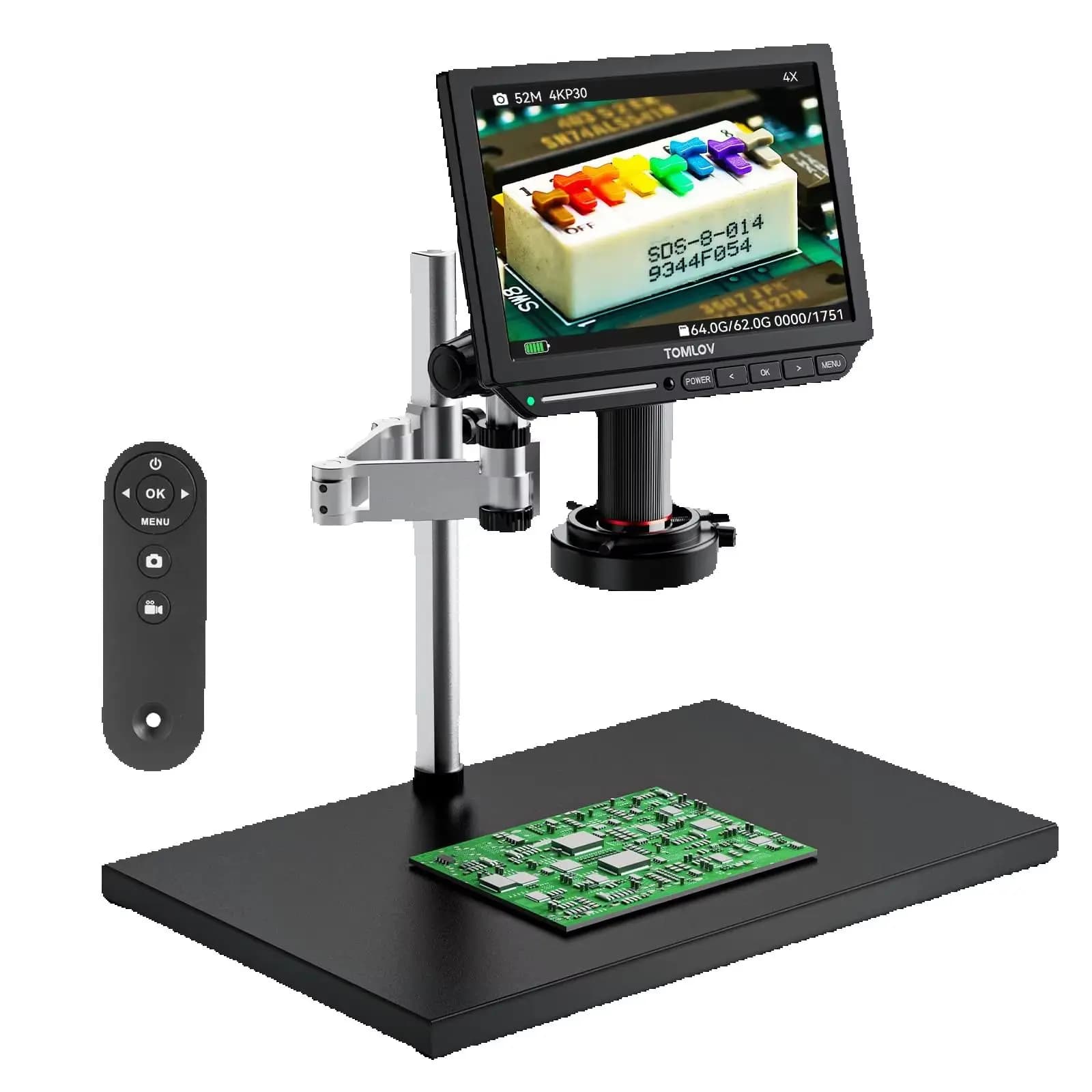 Tomov 4K Digital Microscope TM4K 8 "HDMI welding Microscope 2000X Flex Arm electronic repair Video microscopes for phones