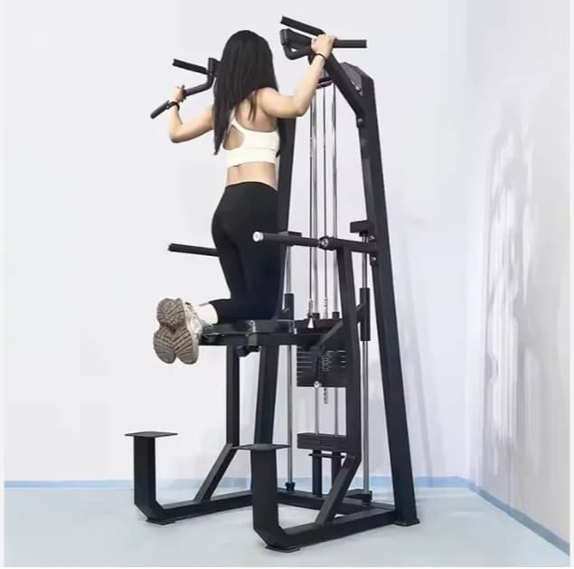Single and double bar assisted traction machine, without maintenance, for public fitness facilities