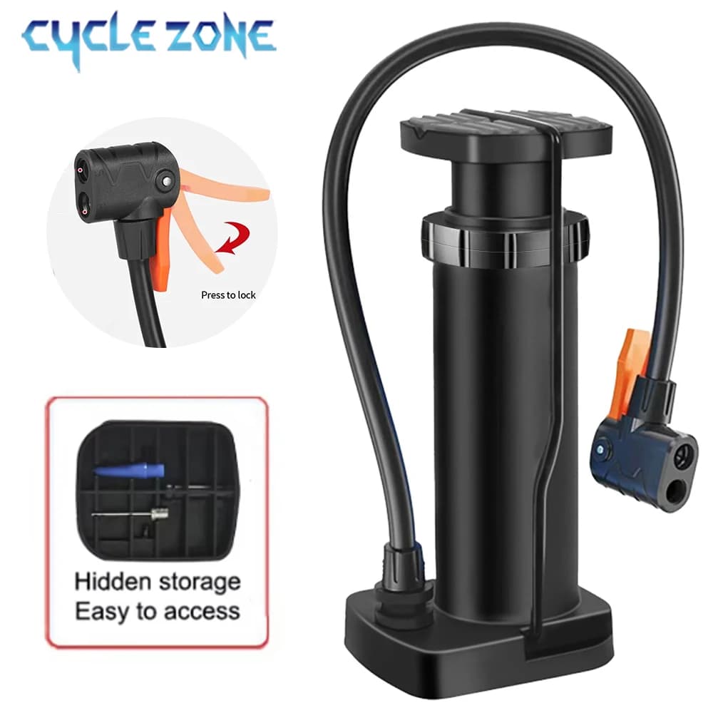 Pompa a pedale portatile per pneumatici bici, gonfiatore universale con valvola Schrader e Presta, mini pompa ad aria manuale per accessori MTB e ciclismo su strada