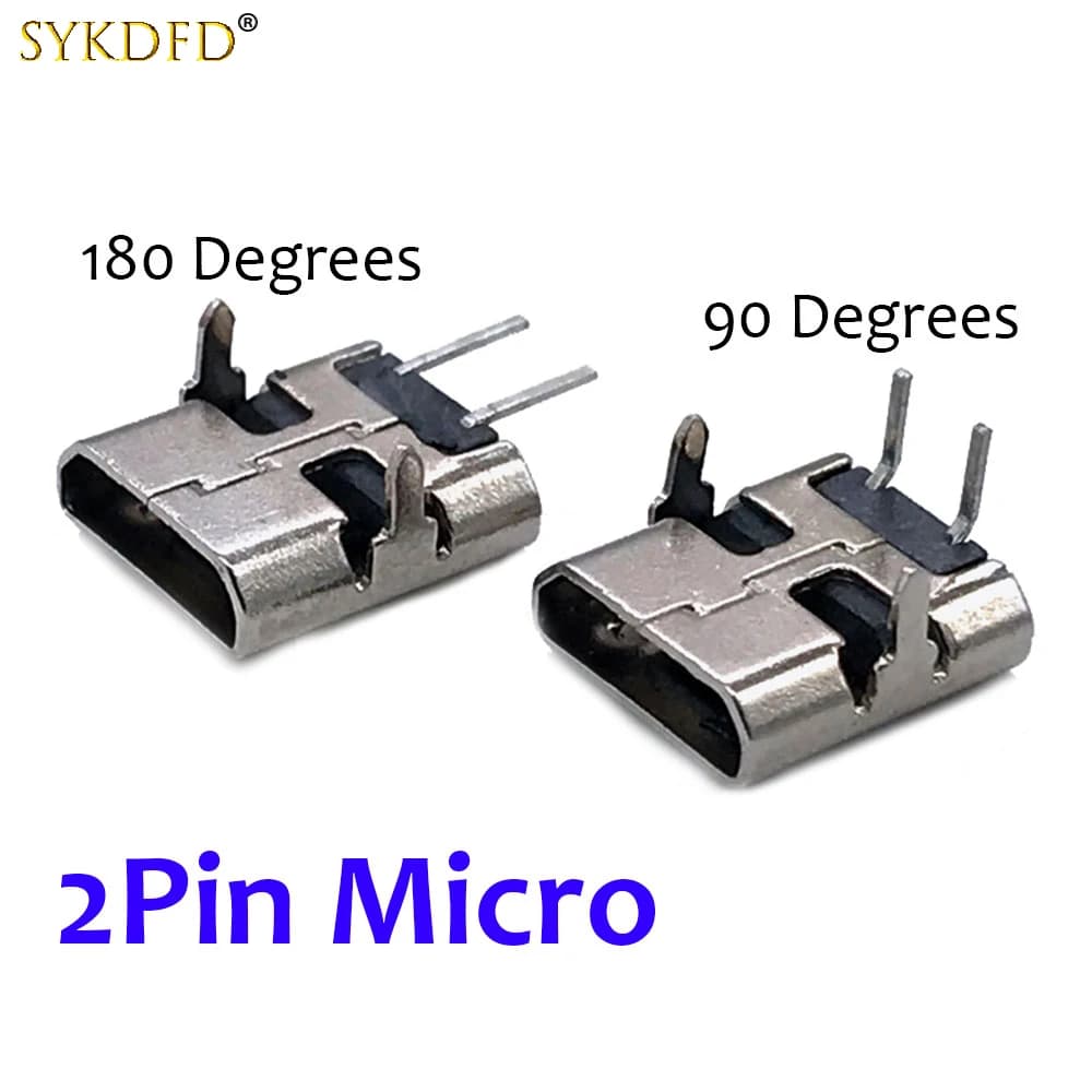 10 pz Micro USB 2.0 2 Pin DIP e 2 Pin SMT Presa Femmina Connettore Jack di Alimentazione Clip Per Porta di Ricarica Coda Del Telefono
