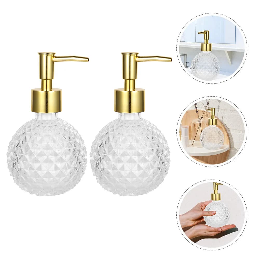 Dispenser di sapone ricaricabile da 2 pezzi con pompa a pressione per bagno, cucina, lozione, shampoo, balsamo, contenitore per sapone liquido