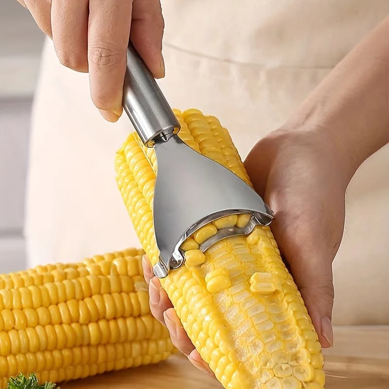 Sbucciatore di mais in acciaio inossidabile, serrato, con lama da taglio, per frutta e verdura, piccolo utensile da cucina per sbucciare il mais