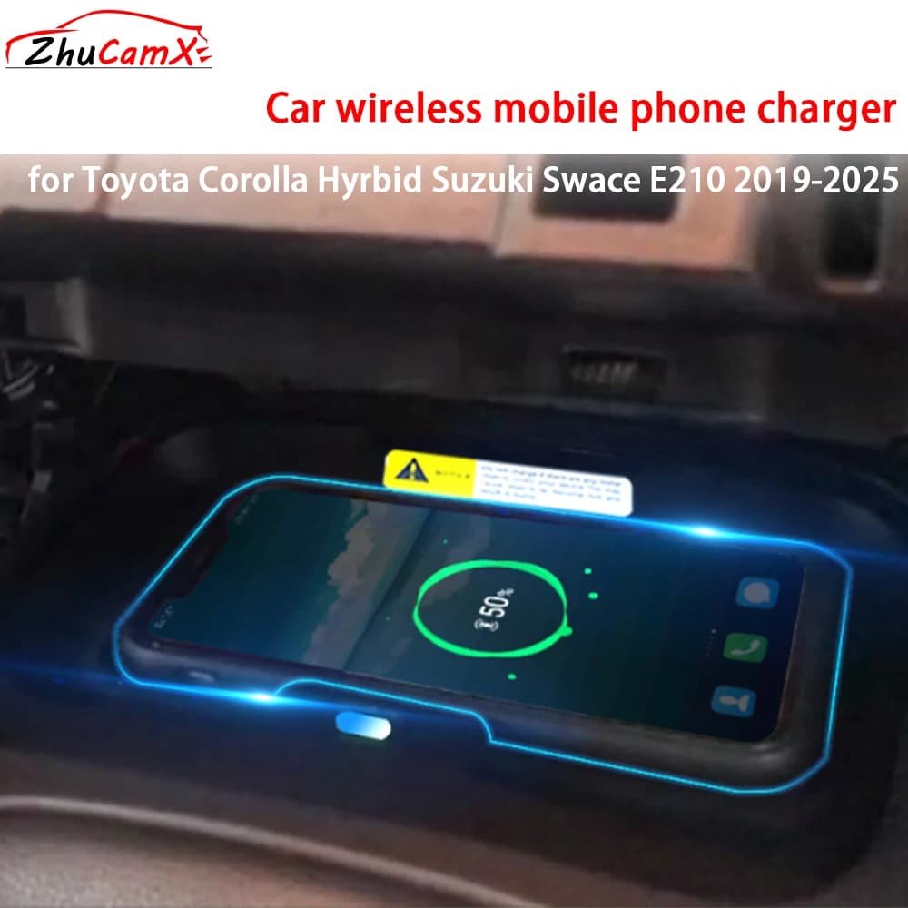 Per Toyota Corolla Hyrbid Suzuki Swace E210 2019-2025 Console centrale di stoccaggio Caricatore per telefono cellulare wireless QI 18W Ricarica rapida