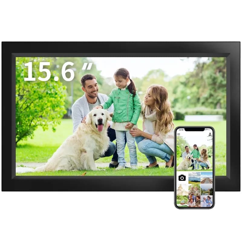 Wholesale 15.6-inch acrylic digital photo frame with touchscreen square Wifi clock function wall-mounted home