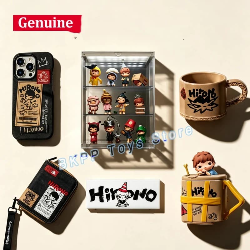 Original POP MART Hirono Echo Series Passport Holder Zipper Wrist Strap Leather Travel Document Organizer For Adult Daily Travel