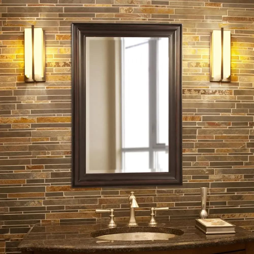 Specchio da parete in bronzo anticato Recular, specchio da toeletta in legno da appendere, decorazione per la casa, soggiorno, bagno, camera da letto o corridoio