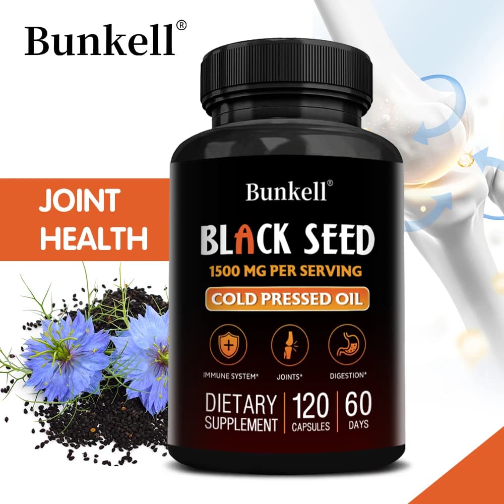 Capsule di Olio di Semi Neri 1500mg - Supporto Immunitario, Antiossidante, Salute Digestiva, Benessere di Pelle e Capelli, Supporto per Articolazioni, Respirazione e Cuore